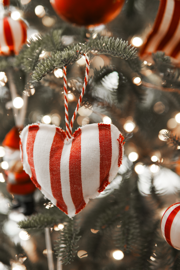 Candy Cane Christmas Heart Ornament - Image 2