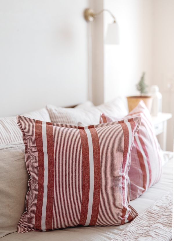 Classic Red Ticking Cushion Cover - Image 2