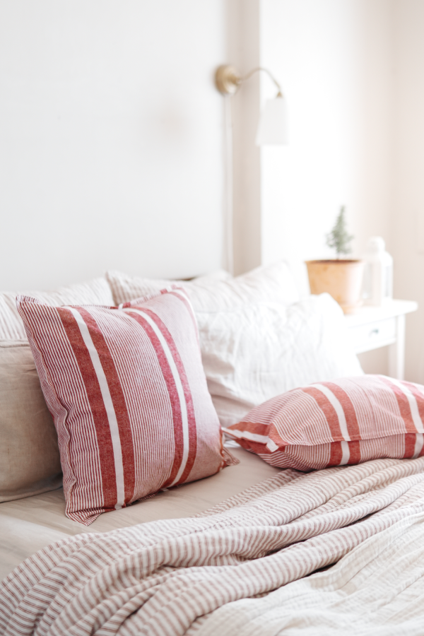 Classic Red Ticking Cushion Cover