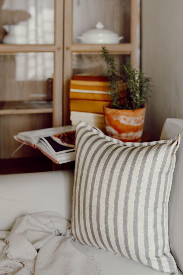 Farm Stripe Grey Cushion Cover
