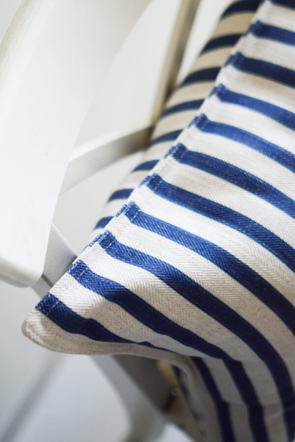Farm Stripe Indigo-Oatmeal Cushion Cover - Image 2