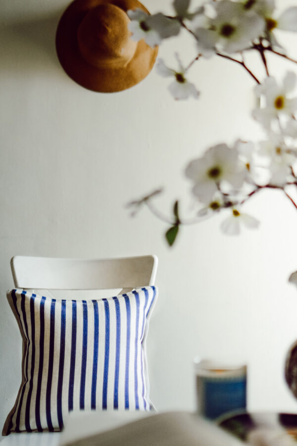 Farm Stripe Indigo-Oatmeal Cushion Cover